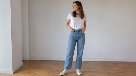 Jean droit taille haute : guide pour une allure moderne et équilibrée
