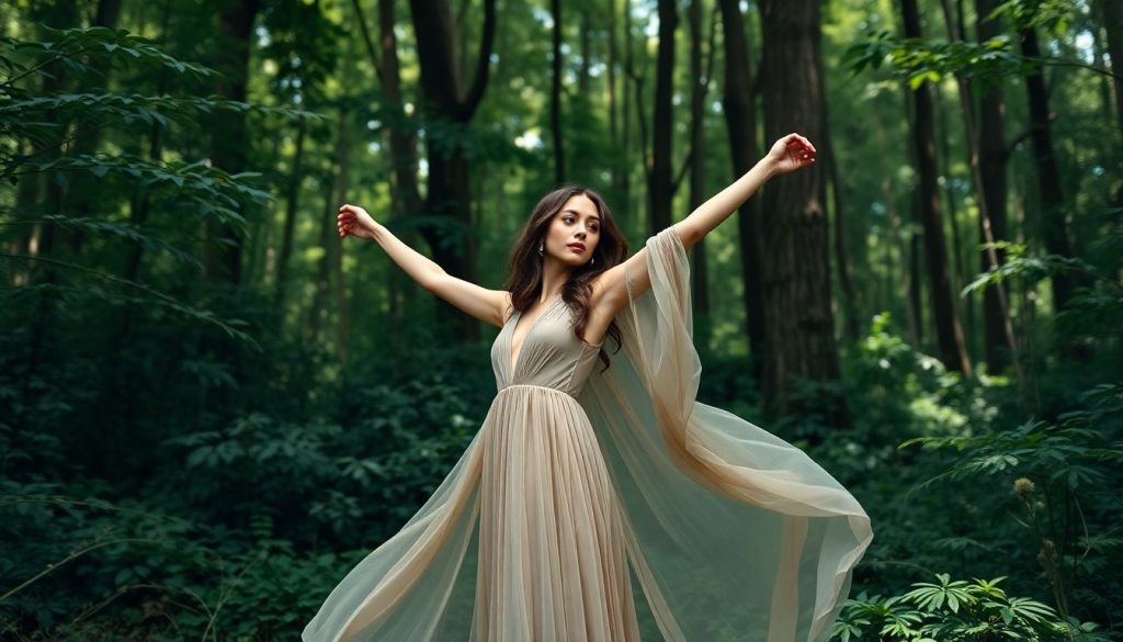 femme avec une robe en fibre d'eucalyptus