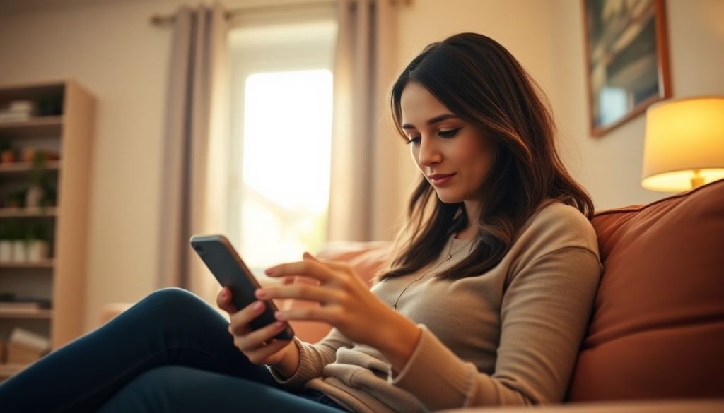 Femme qui lis un article sur telephone