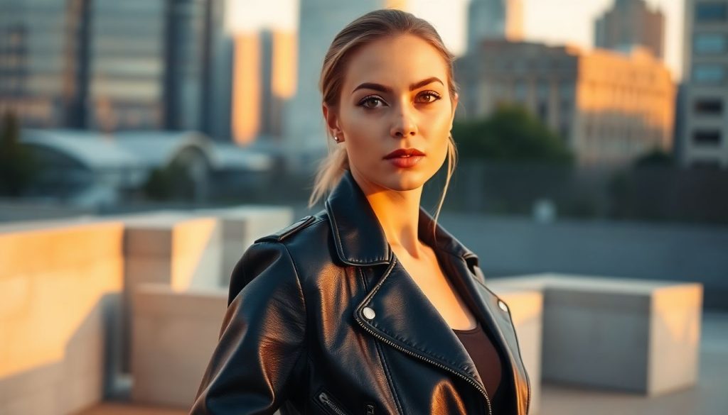 Femme veste en cuir