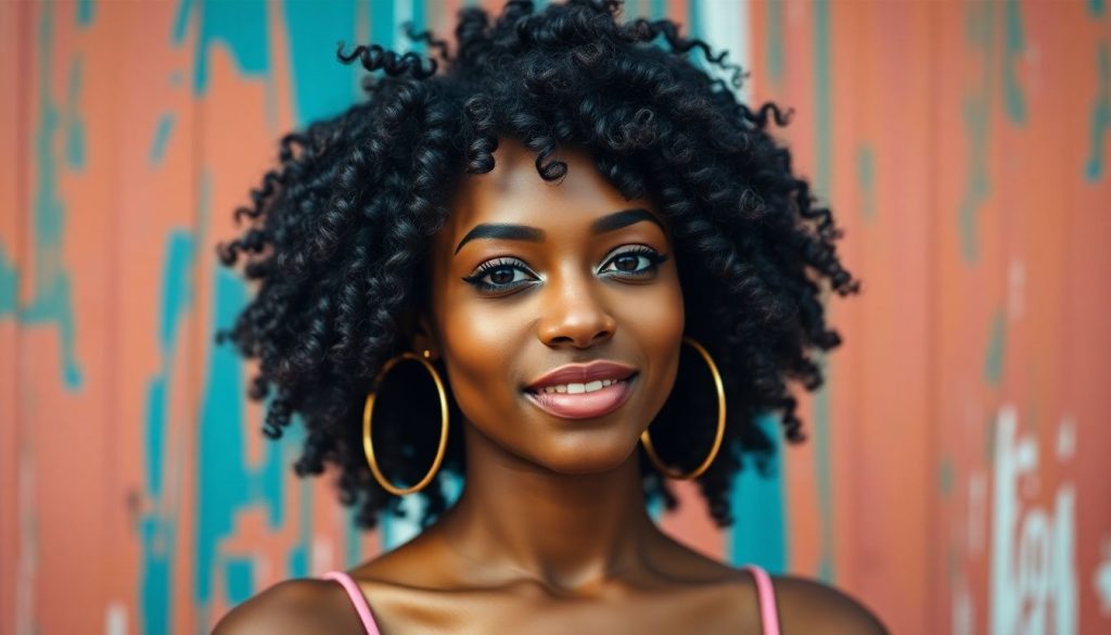 une femme avec des boucles d'oreilles créoles